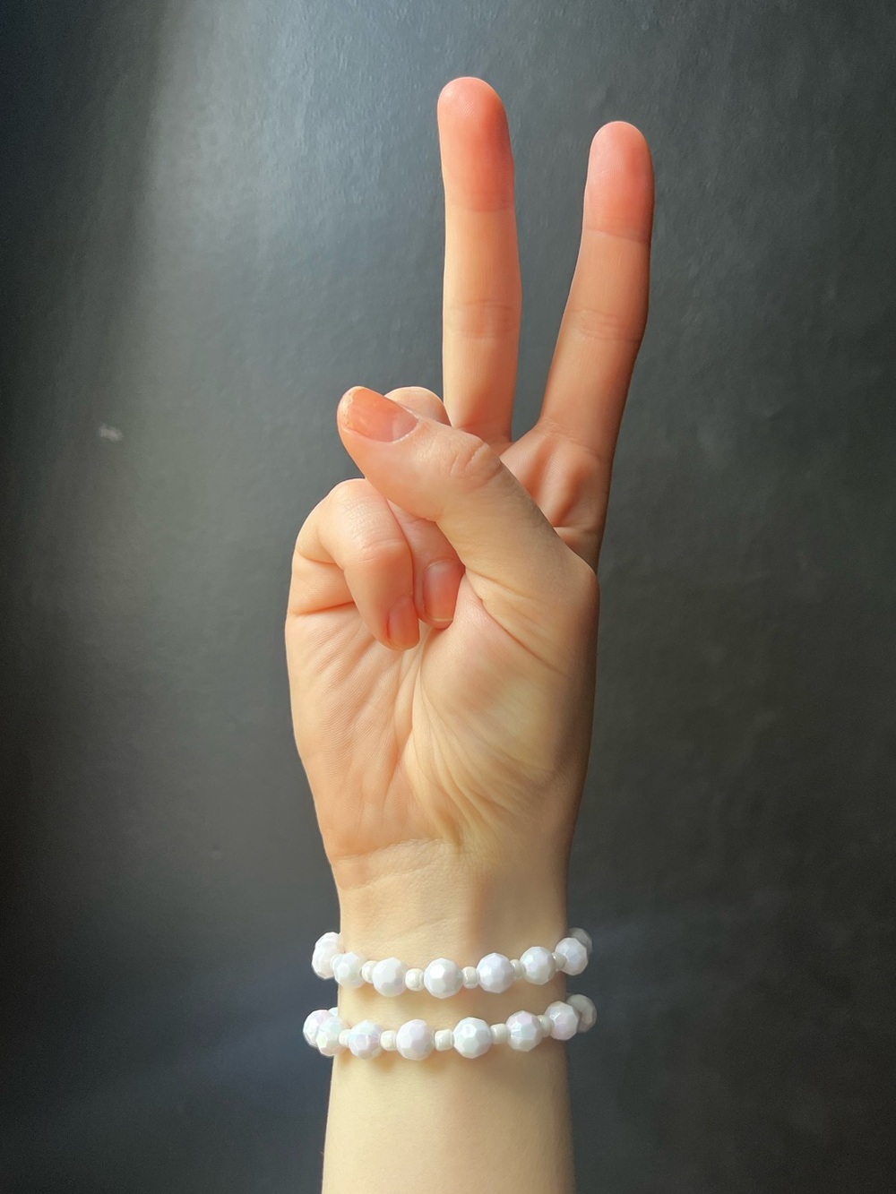 White Beaded Necklace and Bracelet Set - Picture 3 of 3